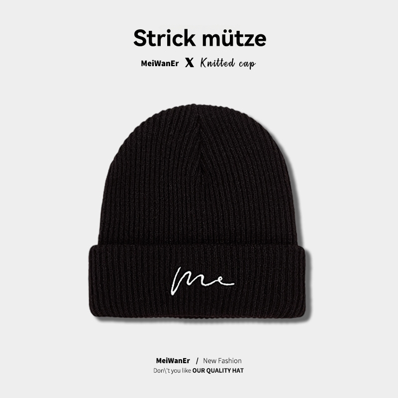 Damen  Caps & Mützen | Gerippte Mütze Mit Gesticktem Handgeschriebenem Logo Accessoires Caps & Mützen