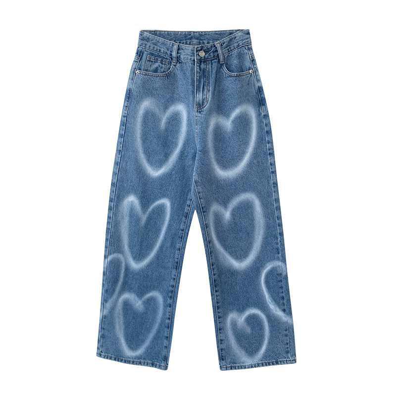 Damen  Jeans | Baggy-Fit Jeans In Used-Optik Mit Happy Hugo Smileys® Damen Damen