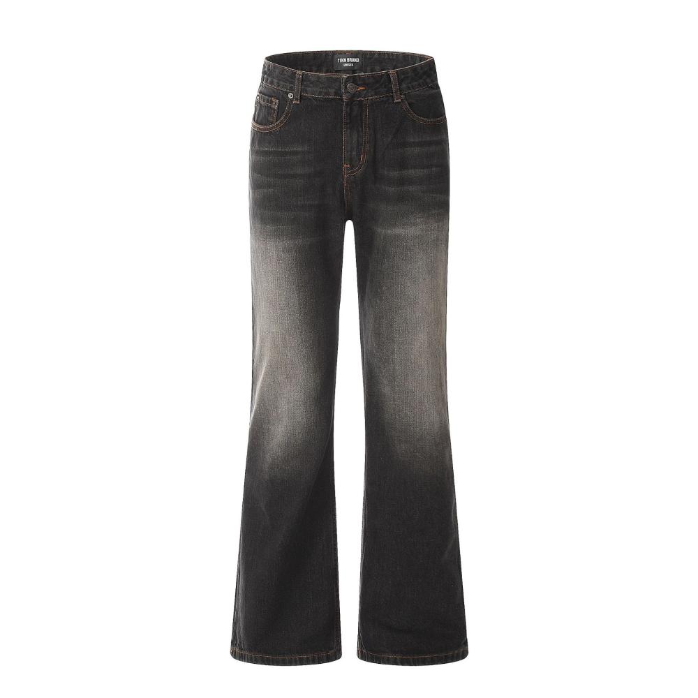 Damen  Jeans | Modern-Fit Jeans Aus Schwarzem Denim Mit Weitem Beinverlauf Damen Damen