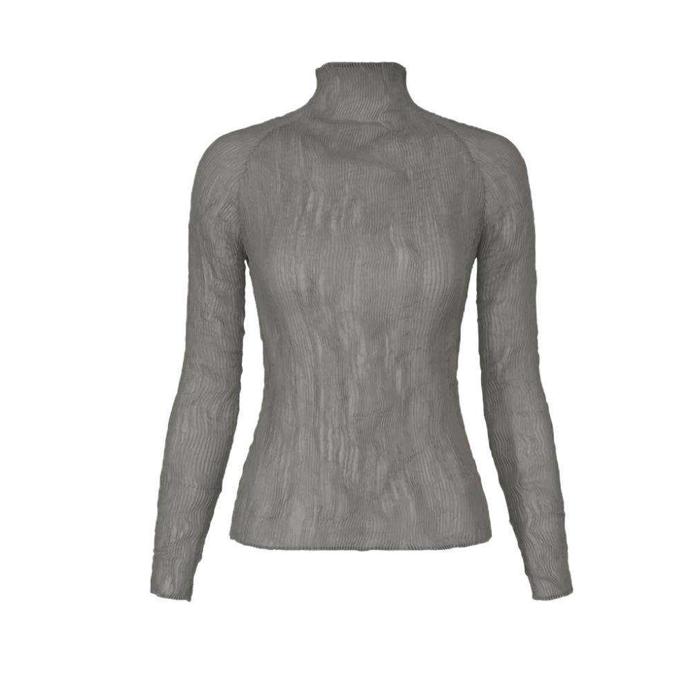 Damen  Pullover & Strickjacken | Hochgeschlossenes Top Aus Plissee-Tüll Damen Damen