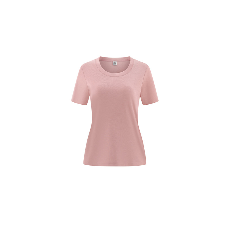 Damen  T-Shirts & Tops | T-Shirt Aus Baumwoll-Mix Mit Gesticktem Stack-Logo Damen Damen