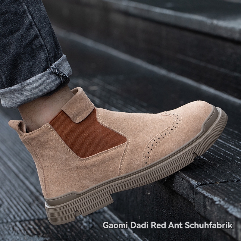 Herren  Boots | Chelsea Boots Aus Veloursleder Mit Budapester-Details Herren Boots