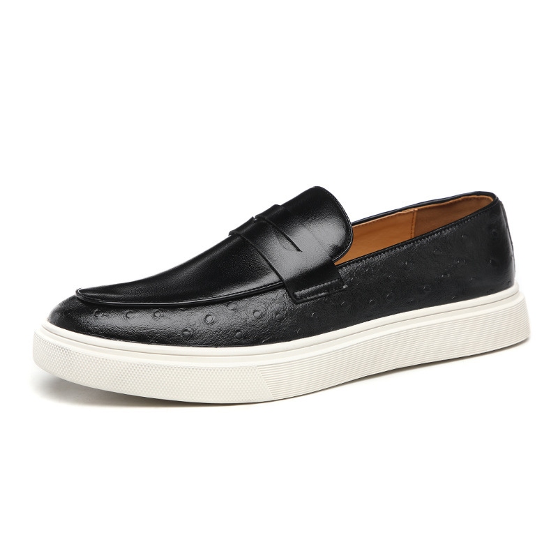 Herren  Casual-Schuhe | Loafer Aus Genarbtem Leder Mit Logo-Prägung Casual-Schuhe Casual-Schuhe