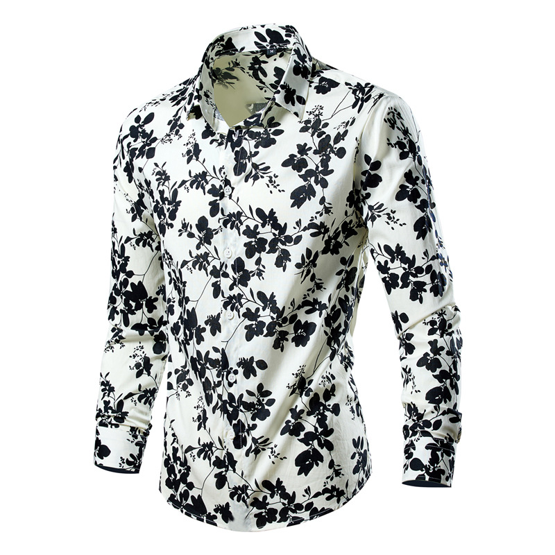 Herren  Hemden | Slim-Fit Hemd Aus Elastischer Baumwoll-Popeline Mit Blumen-Print Hemden Hemden