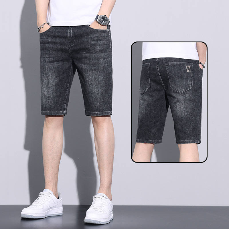 Herren  Jeans | Schwarze Regular-Fit Shorts Aus Bequemem Stretch-Denim Herren Herren