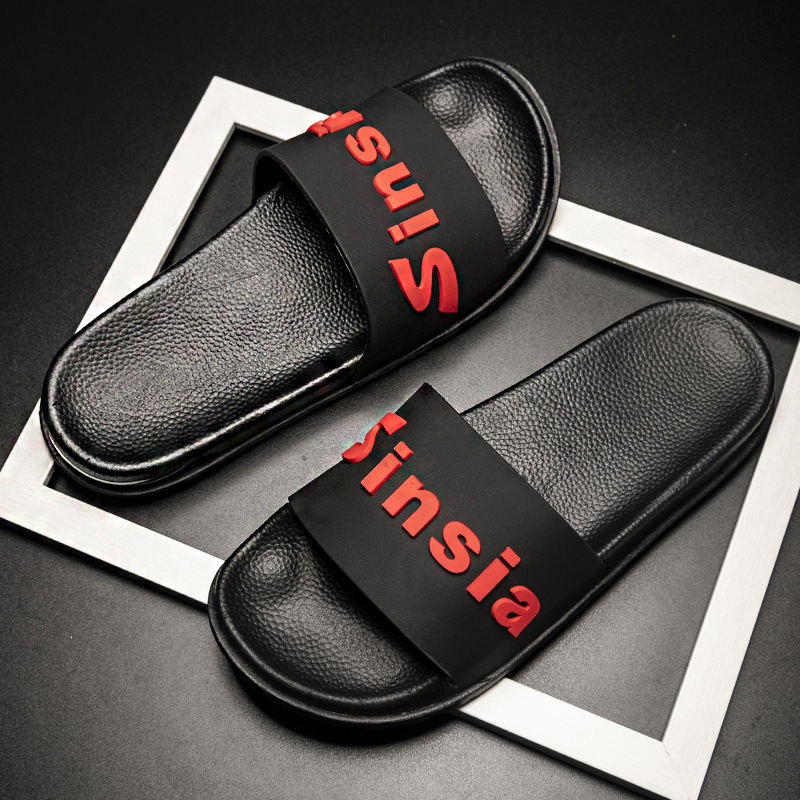 Herren  Slides & Flipflops | Slides Mit Rotem Logo-Label Herren Herren