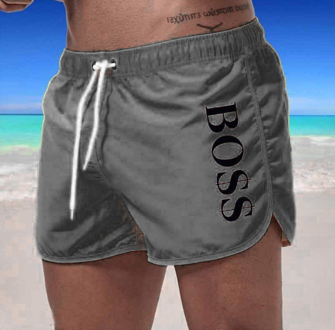 Herren  Strandmode | Badeshorts Aus Schnell Trocknender Popeline Mit Vertikalem Logo-Print Herren Herren